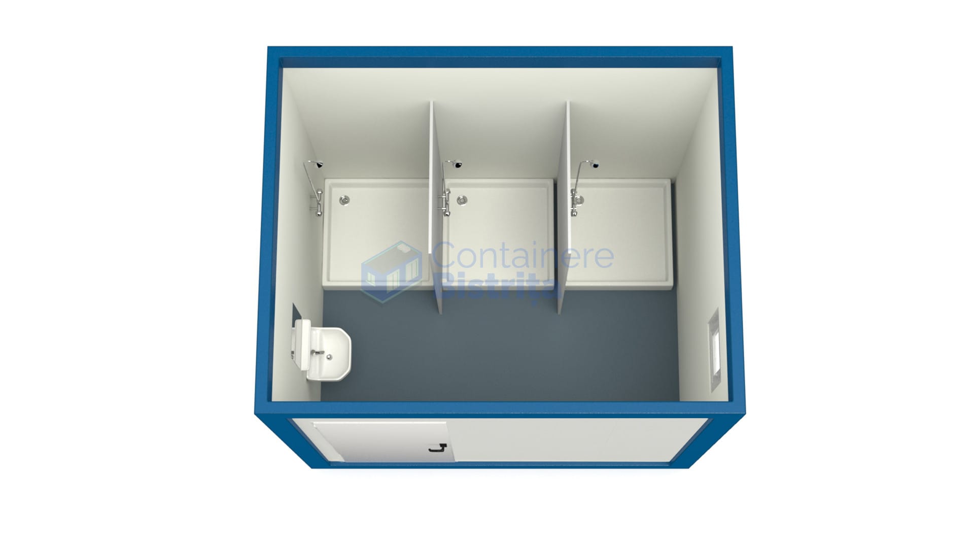 container sanitar bistrita 3metri 3dusuri albastru