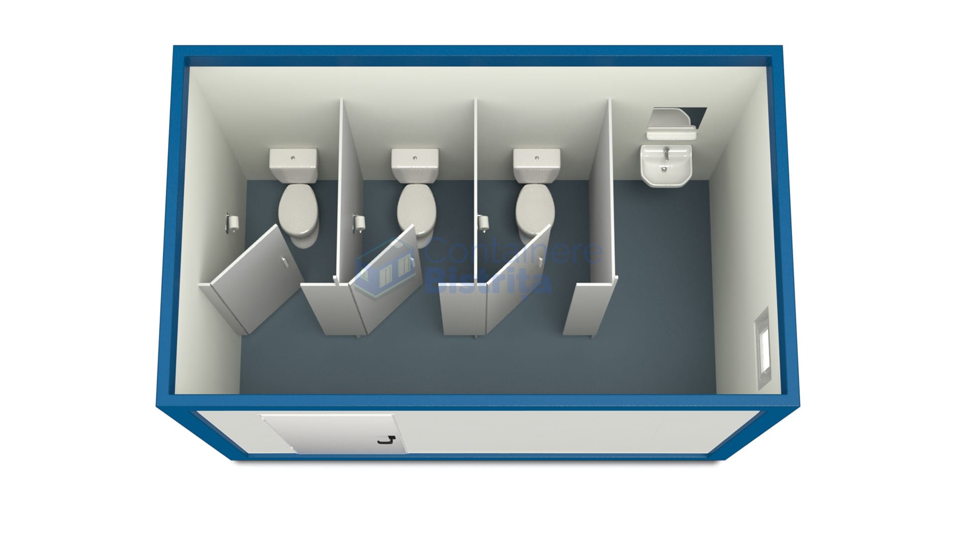 container sanitar bistrita 4metri 3wc albastru