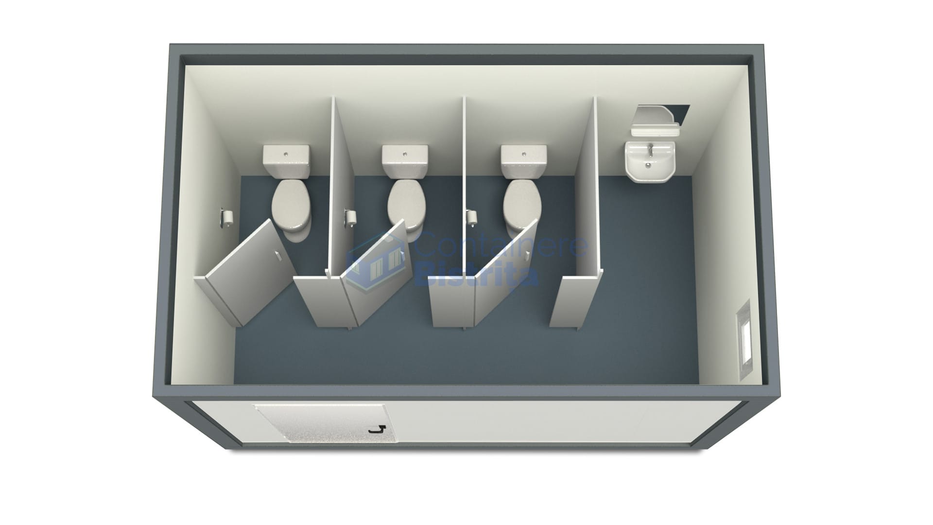 container sanitar bistrita 4metri 3wc gri