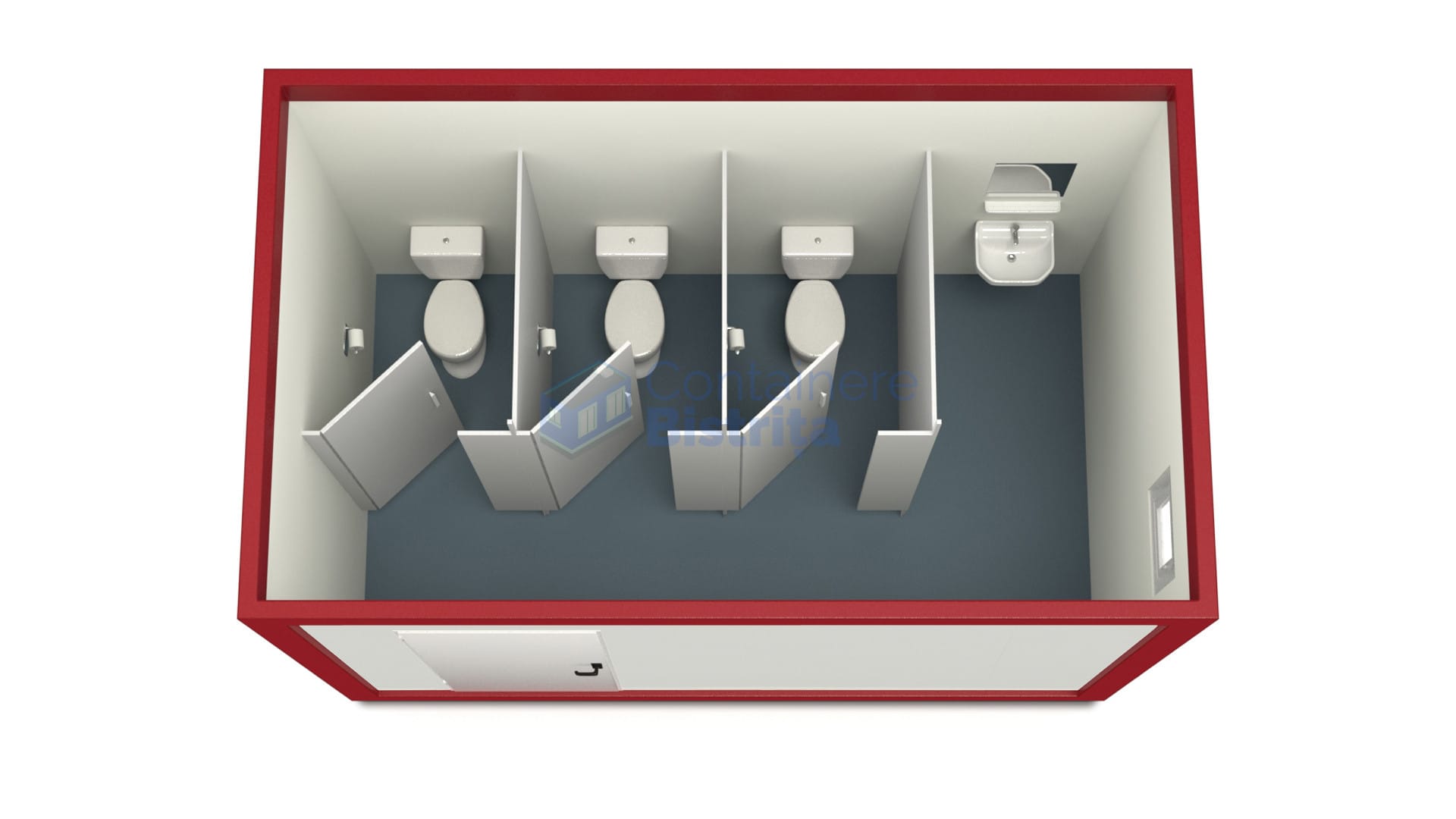 container sanitar bistrita 4metri 3wc rosu