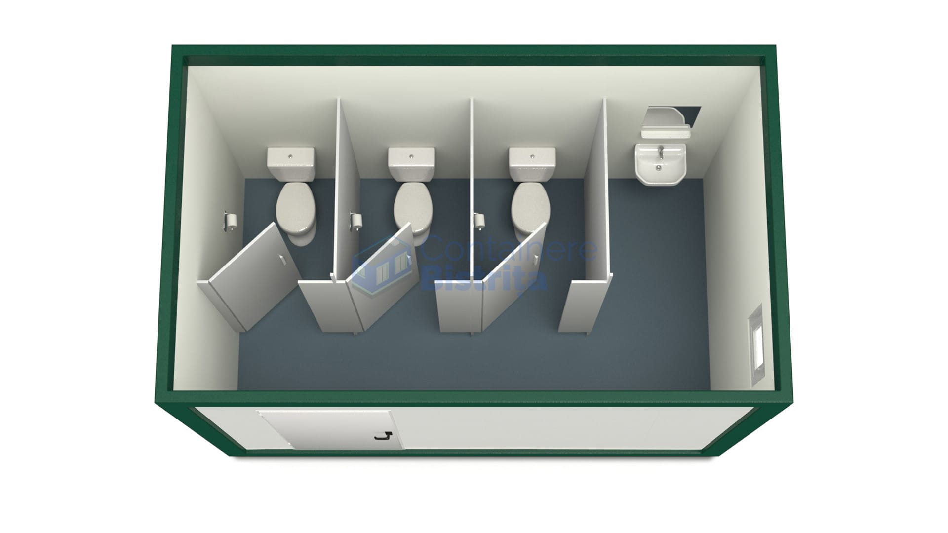 container sanitar bistrita 4metri 3wc verde