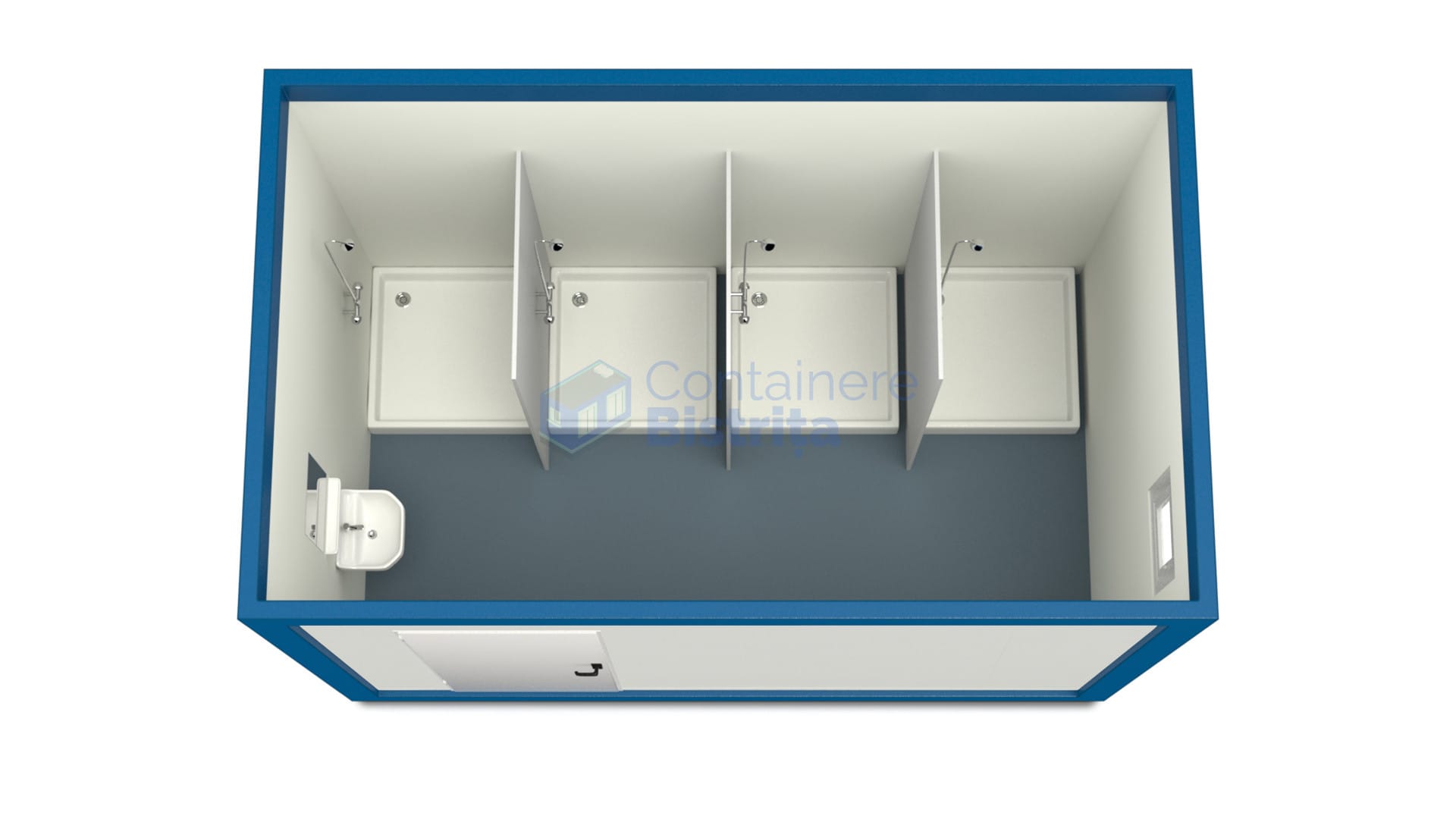 container sanitar bistrita 4metri 4dusuri albastru