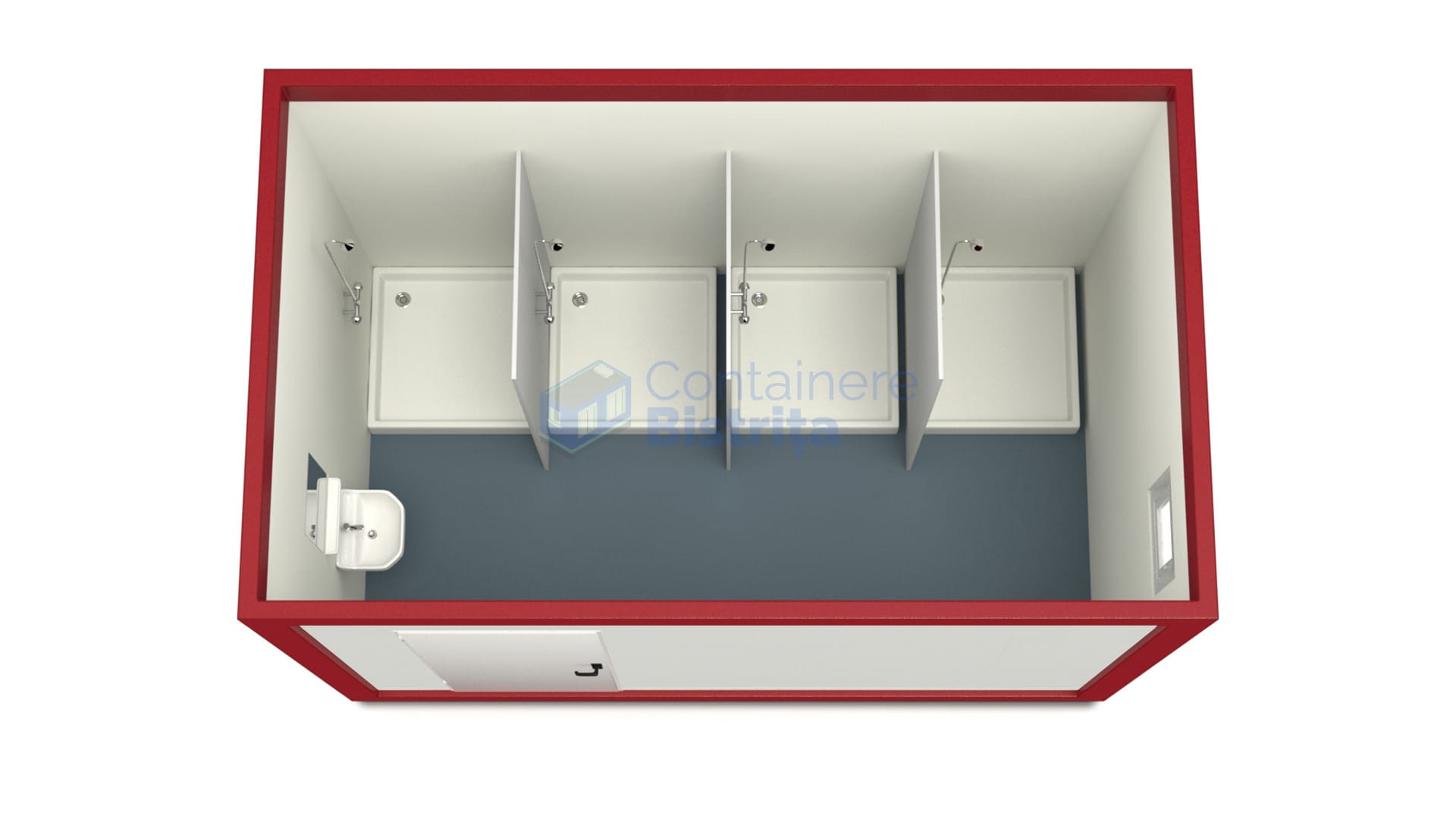 container sanitar bistrita 4metri 4dusuri rosu